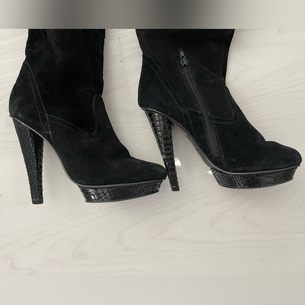 Over the Knee Suede Bakers Boots - Picture 3 of 3